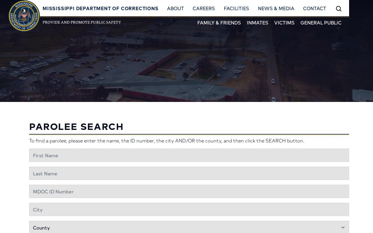 Wayne County parole and probation parolee search screen